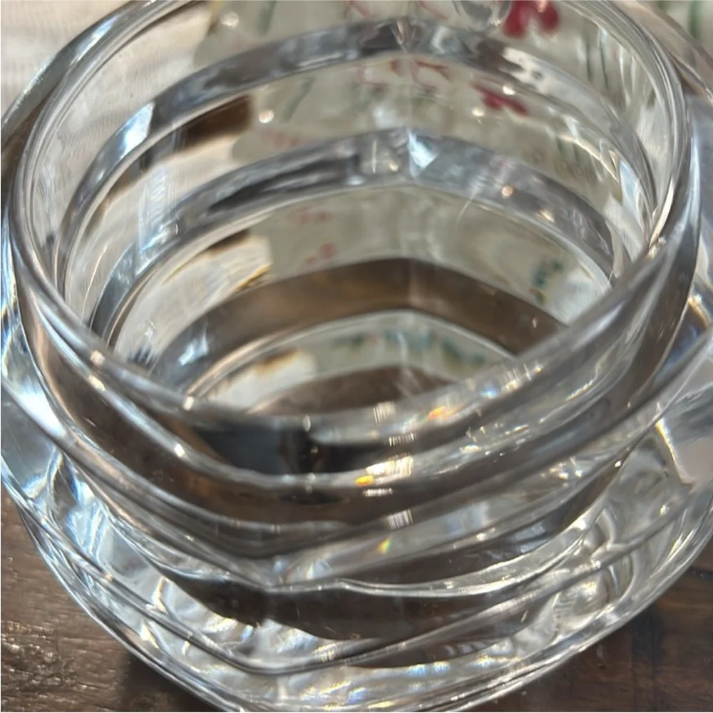 Vintage‎ Orrefors Slanted Stacked Candle Holder Sweden Crystal Art